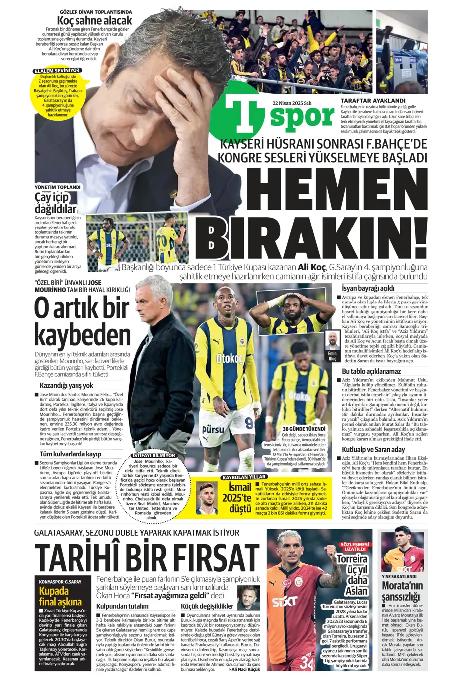 "Fenerbahçe'de gözler artık divanda" | Sporun manşetleri - 31