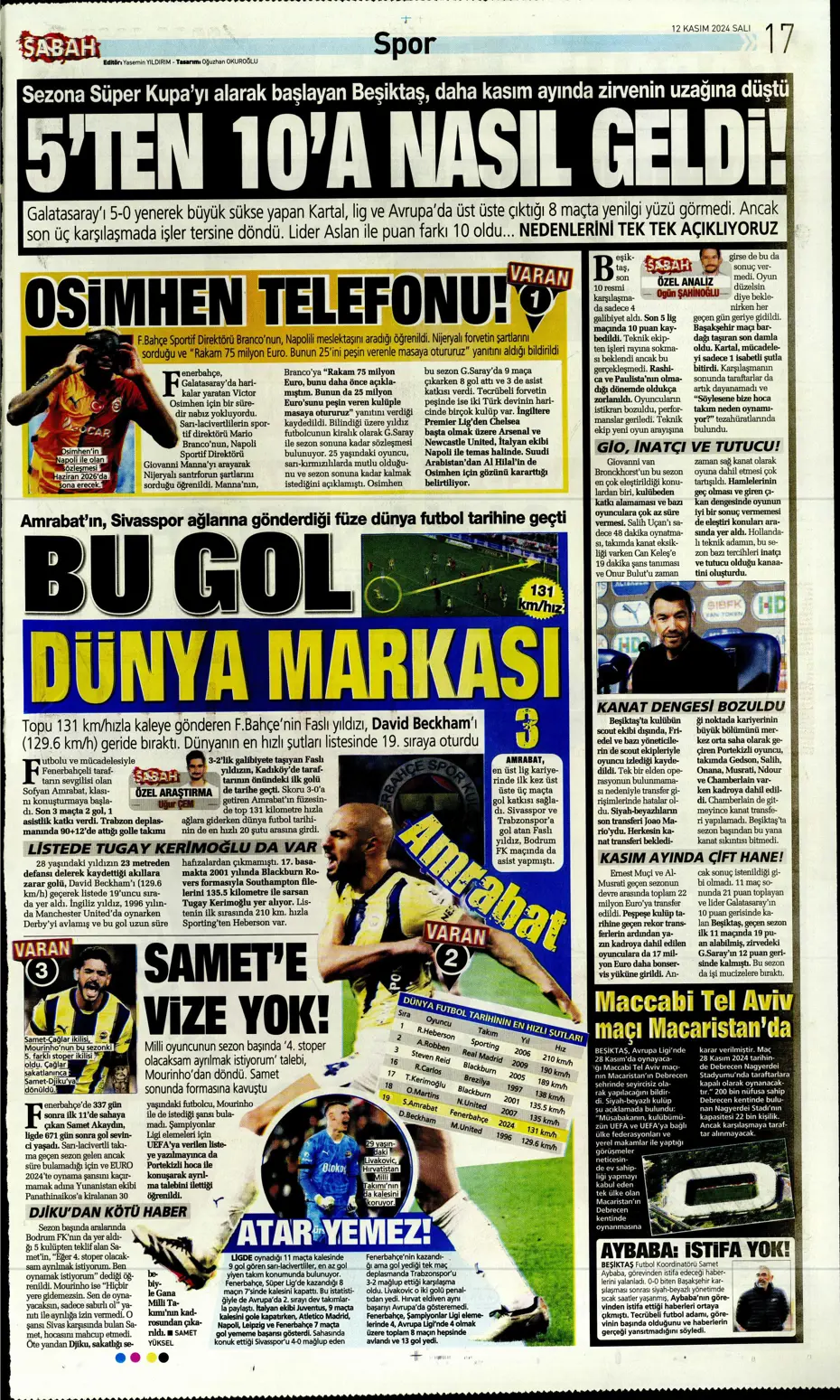"Listenin başında onlar var: Talisca & Brown" | Sporun manşetleri (12 Kasım 2024) - 28 "Listenin başında onlar var: Talisca & Brown" | Sporun manşetleri (12 Kasım 2024) - 28