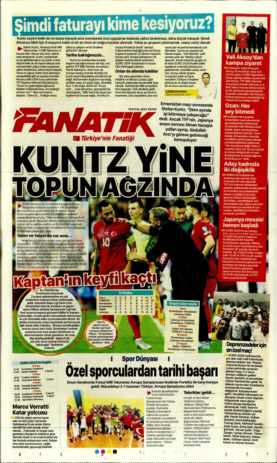 "Kuntz gidiyor, Avcı geliyor" | Sporun manşetleri (10 Eylül 2023) - 8