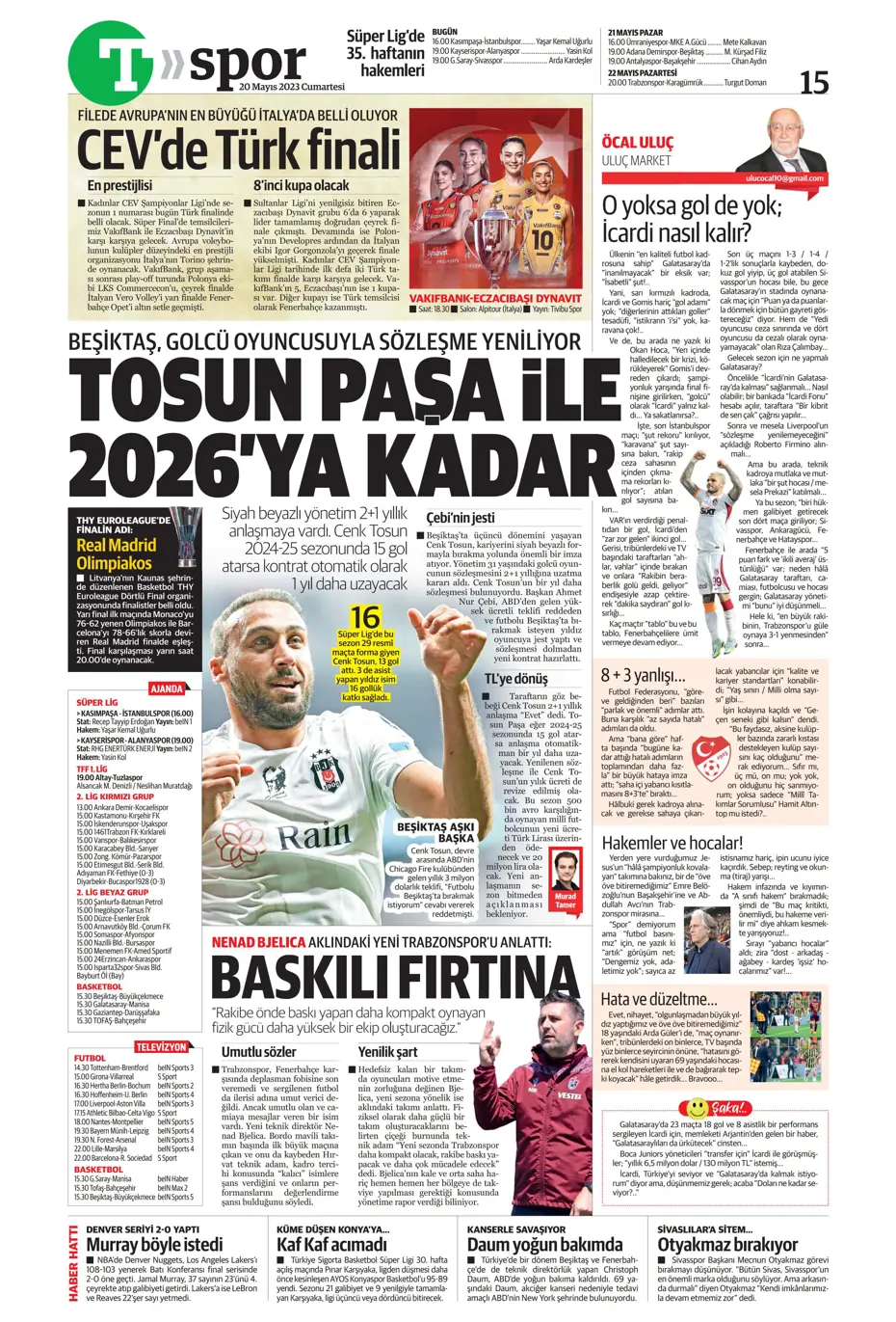 "Aslan'dan dev hamle" Günün spor manşetleri (20 Mayıs 2023) - 20
