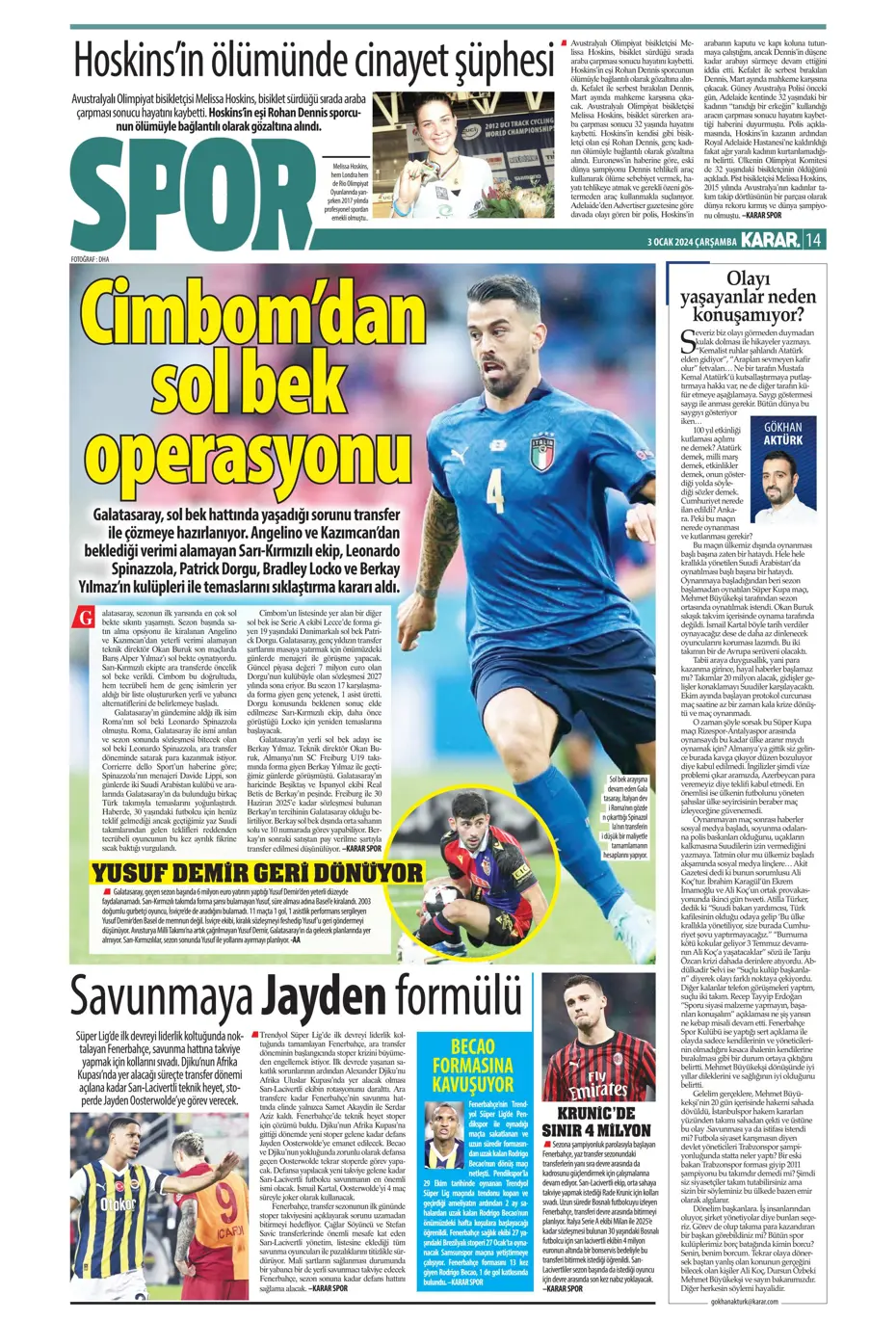 "Kartal'da Gabigol sürprizi" | Sporun manşetleri (3 Ocak 2024) - 17