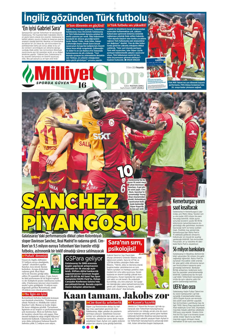 "Aslan'da Rosier harekatı" | Sporun manşetleri (31 Ekim 2024) - 24