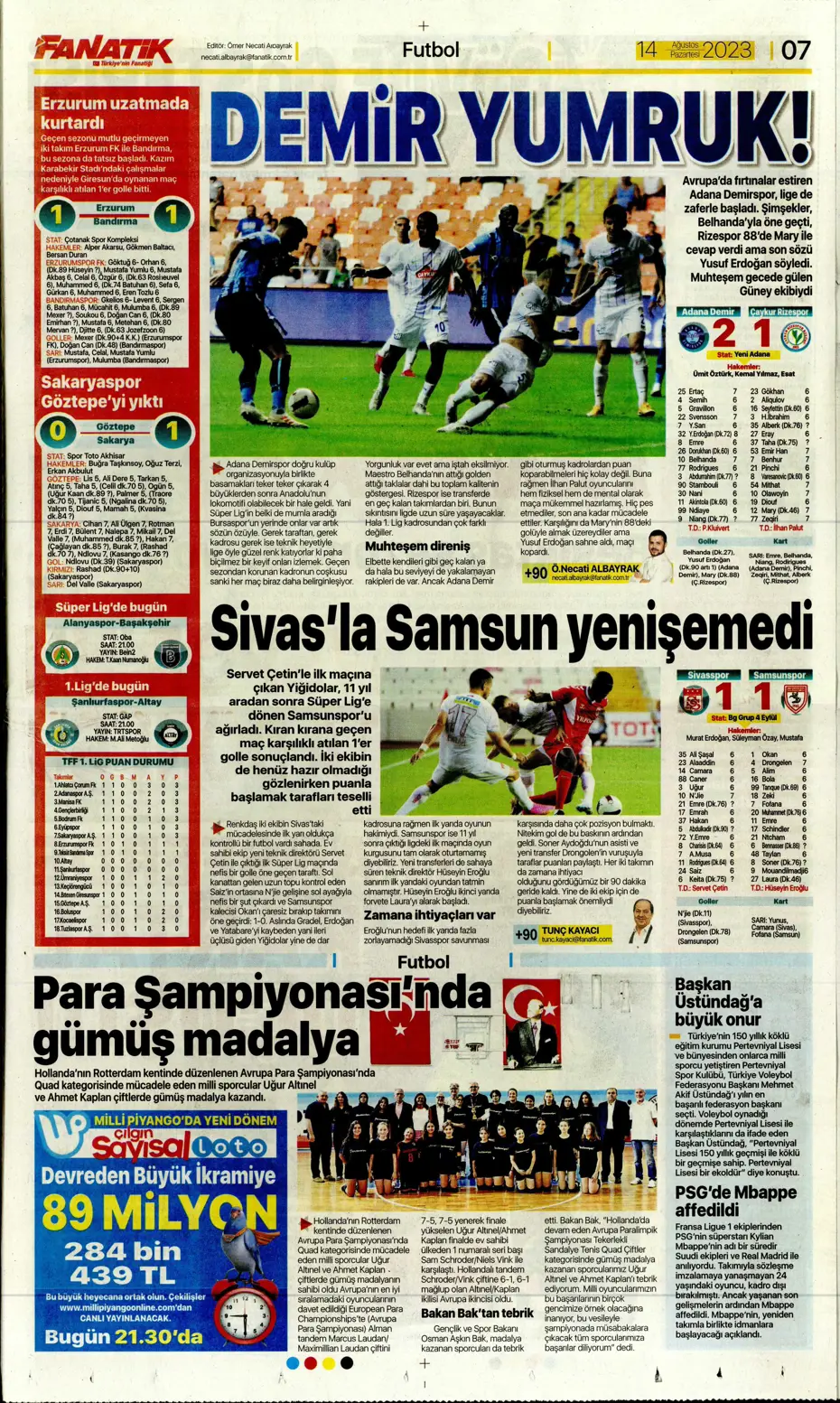 "Talisca için ilk teklif" | Sporun Manşetleri (14 Ağustos 2023) - 8