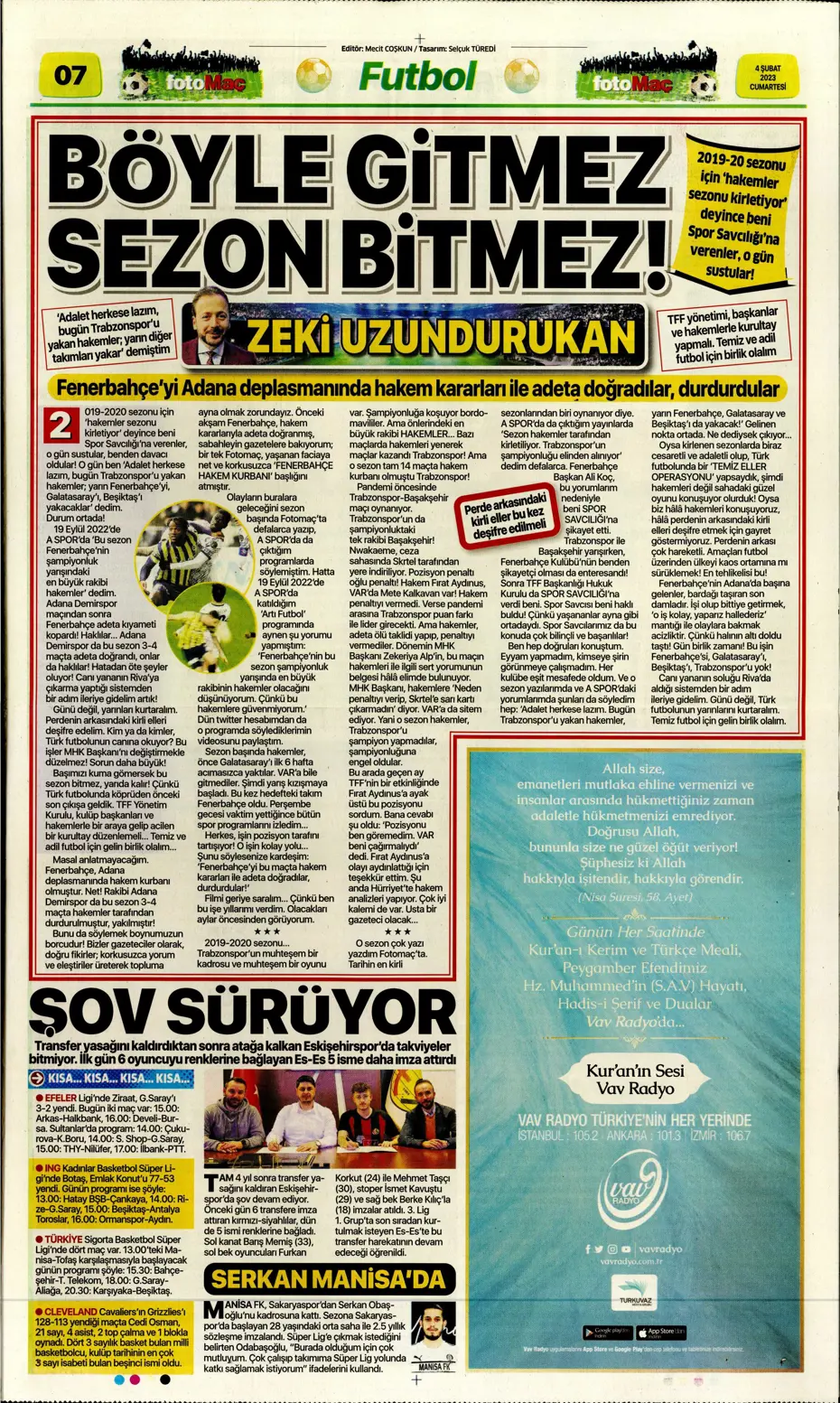 Sporun Manşetleri (4 Şubat 2023) - 14