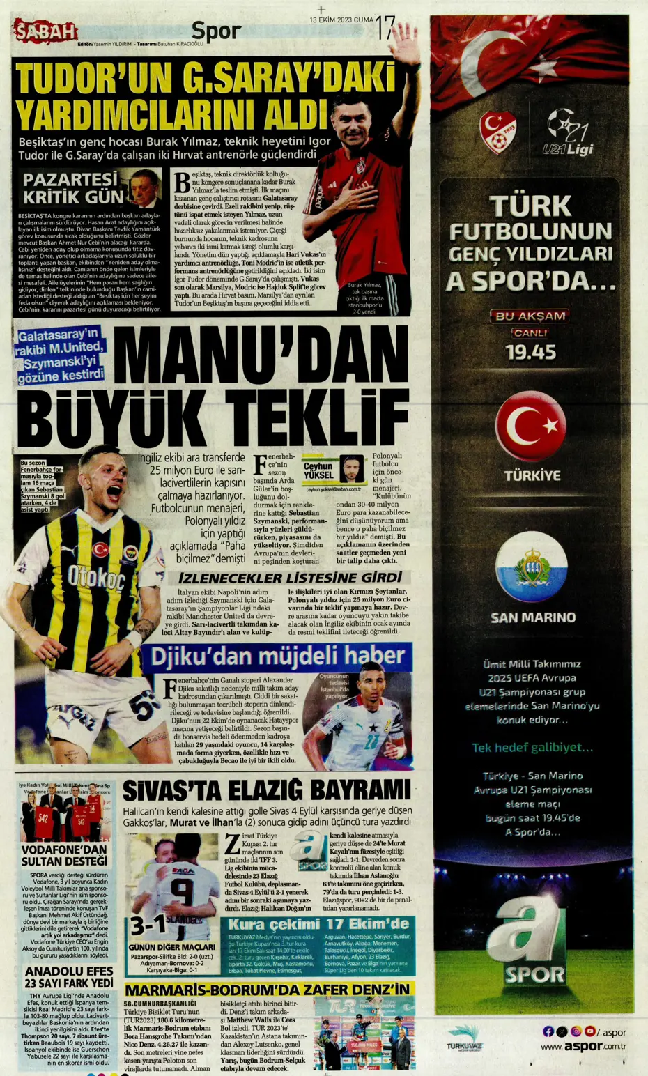 "Barış Yılmaz Türkiye yıkılmaz" | Sporun manşetleri (13 Ekim 2023) - 26 "Barış Yılmaz Türkiye yıkılmaz" | Sporun manşetleri (13 Ekim 2023) - 26