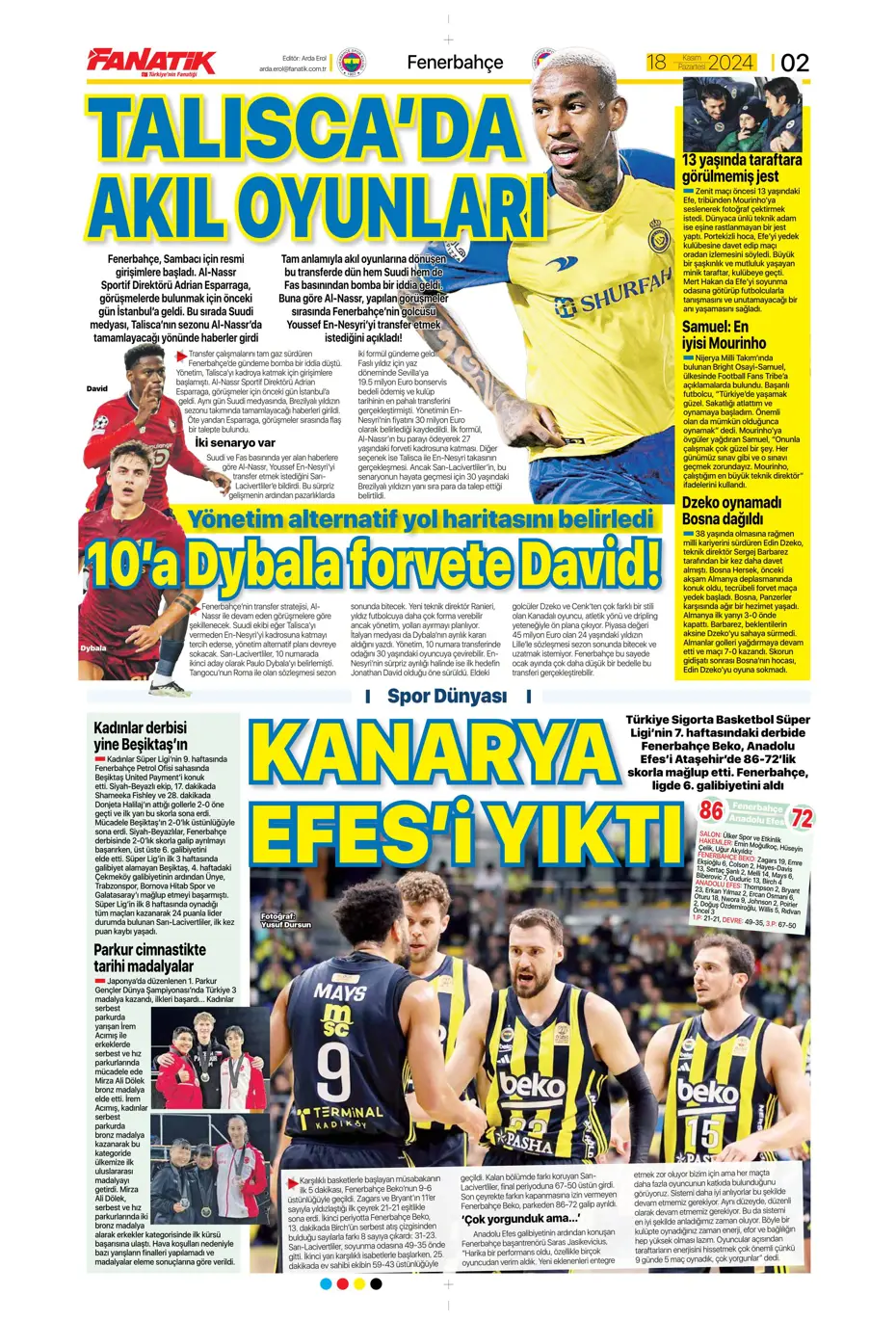 "Talisca olmazsa B planında 2 yıldız var" | Sporun manşetleri - 3