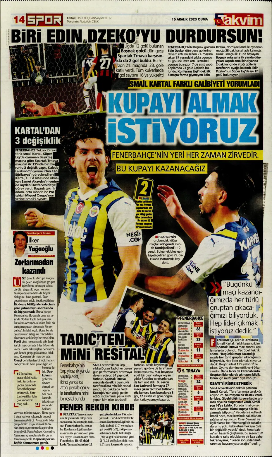 "Aslan'dan Jorginho bombası" | Sporun manşetleri (15 Aralık 2023) - 36