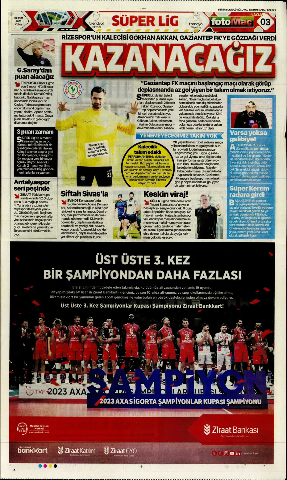 "Chelsea'nin sol beki Aslan'a" | Sporun manşetleri (3 Kasım 2023) - 9