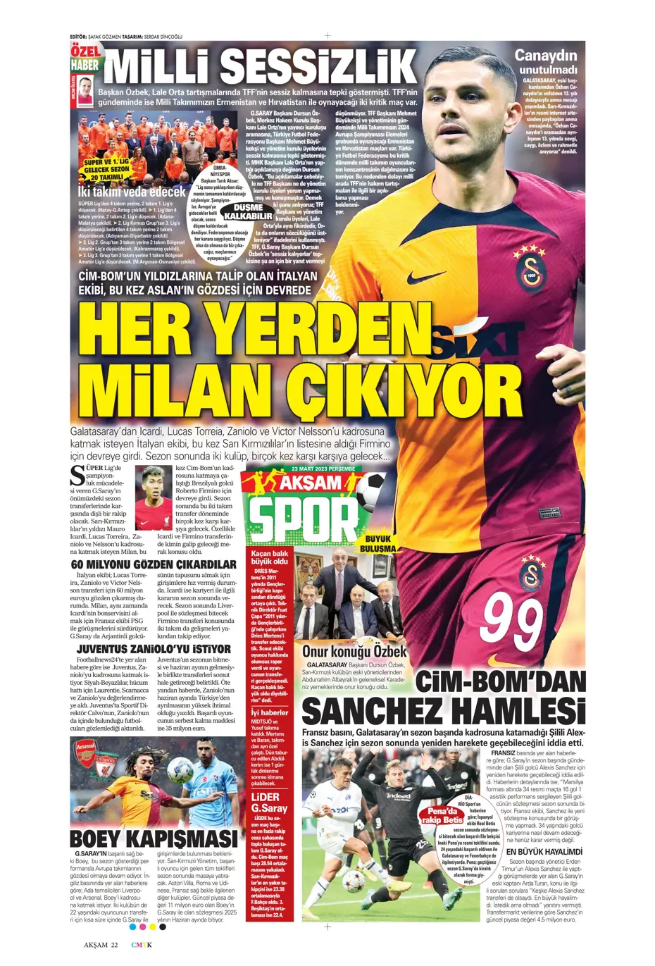 "Jesus'un derbi motivasyonu" - Gazete manşetleri (23 Mart 2023) - 5