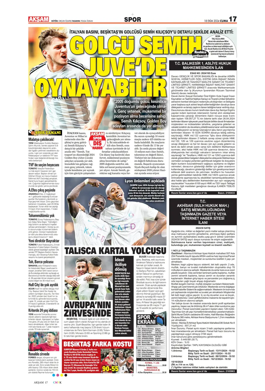 "Fenerbahçe'ye 1 milyar euroluk bomba" | Sporun manşetleri (18 Ekim 2024) - 6