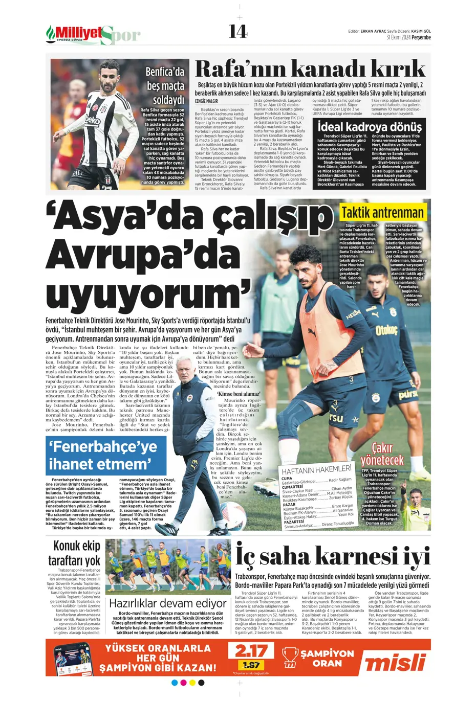 "Aslan'da Rosier harekatı" | Sporun manşetleri (31 Ekim 2024) - 21