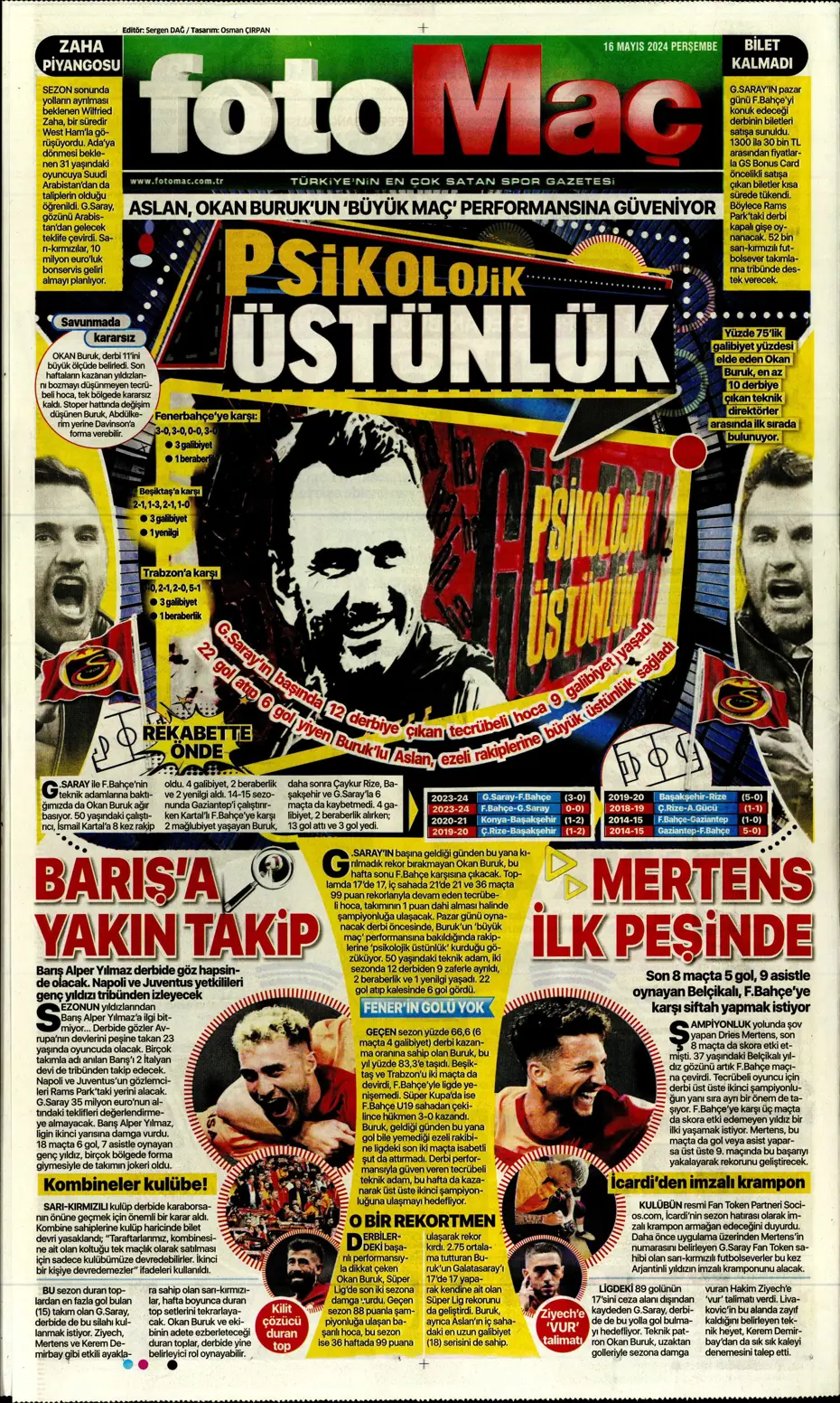 "İlk hedef Preciado" | Sporun manşetleri (16 Mayıs 2024) - 11