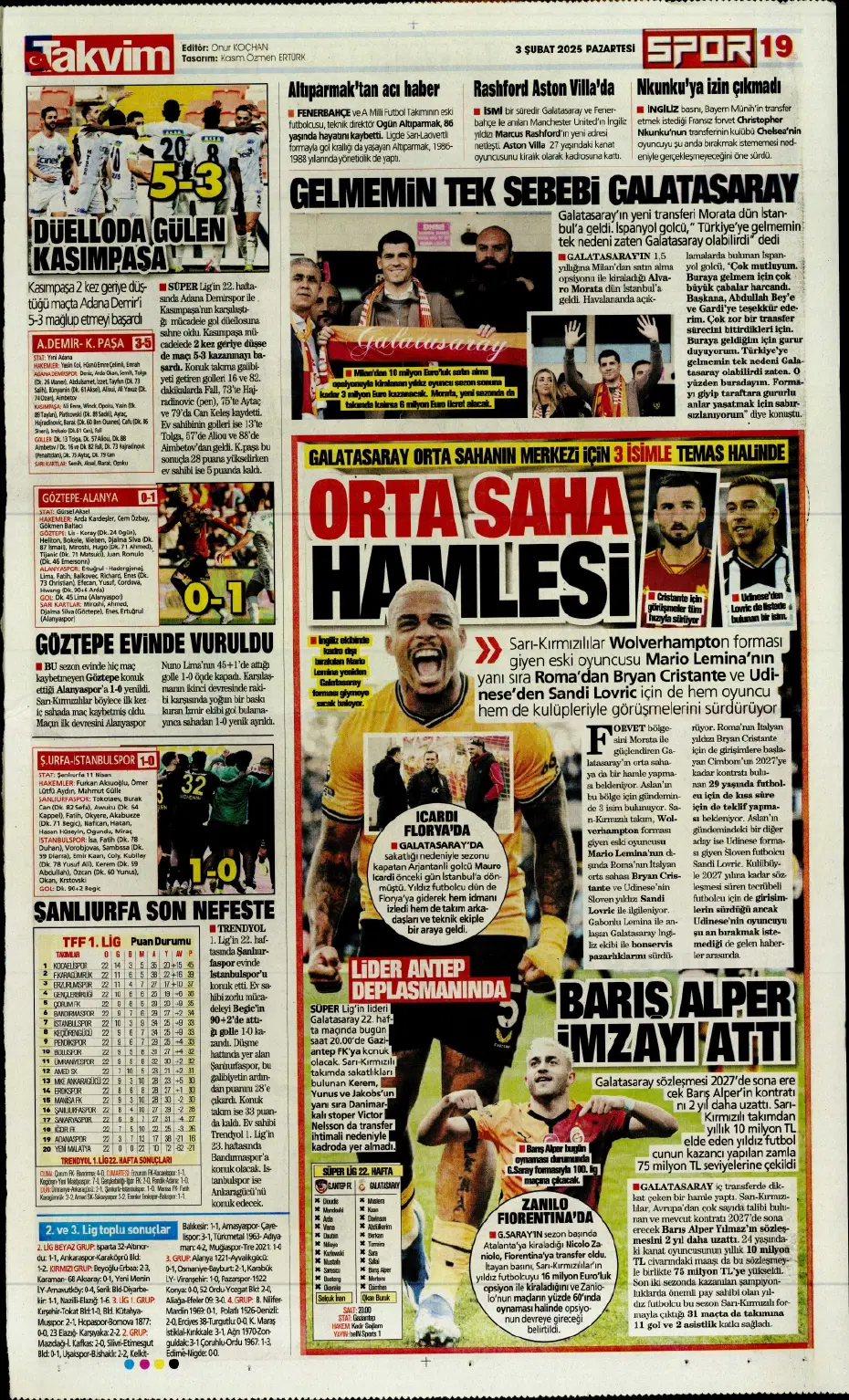 "Transferde Kartal haftası" | Sporun manşetleri - 25