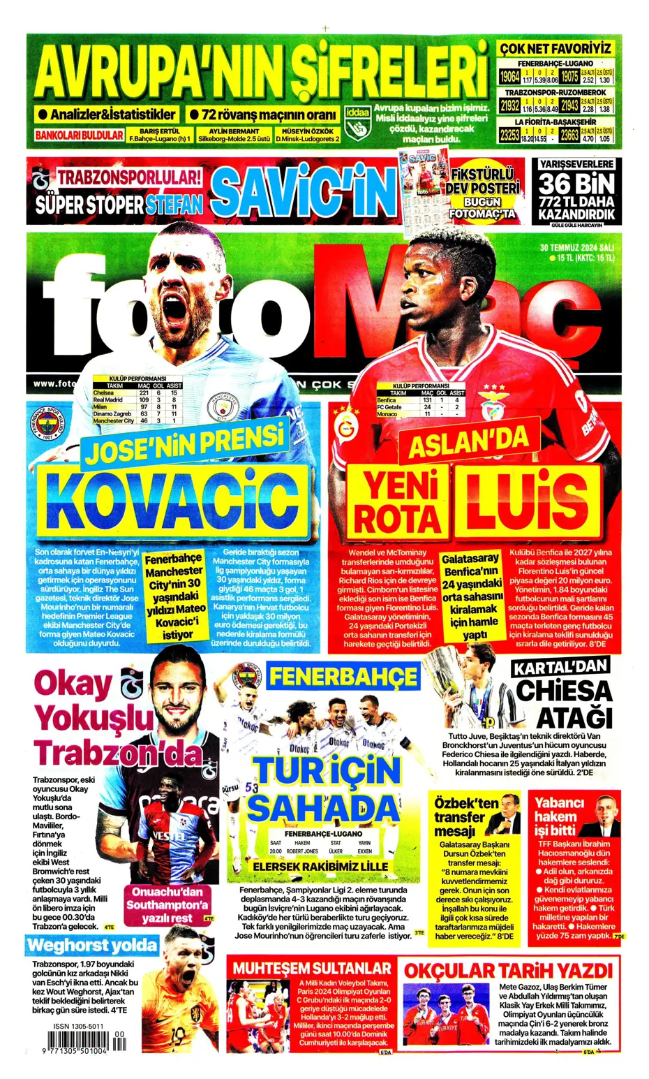 "Mourinho ateşi yaktı" | Sporun manşetleri (30 Temmuz 2024) - 8