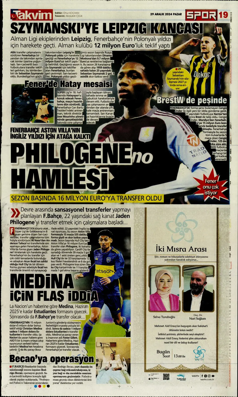 "Mikautadze'de sona doğru" | Sporun manşetleri (29 Aralık 2024) - 40