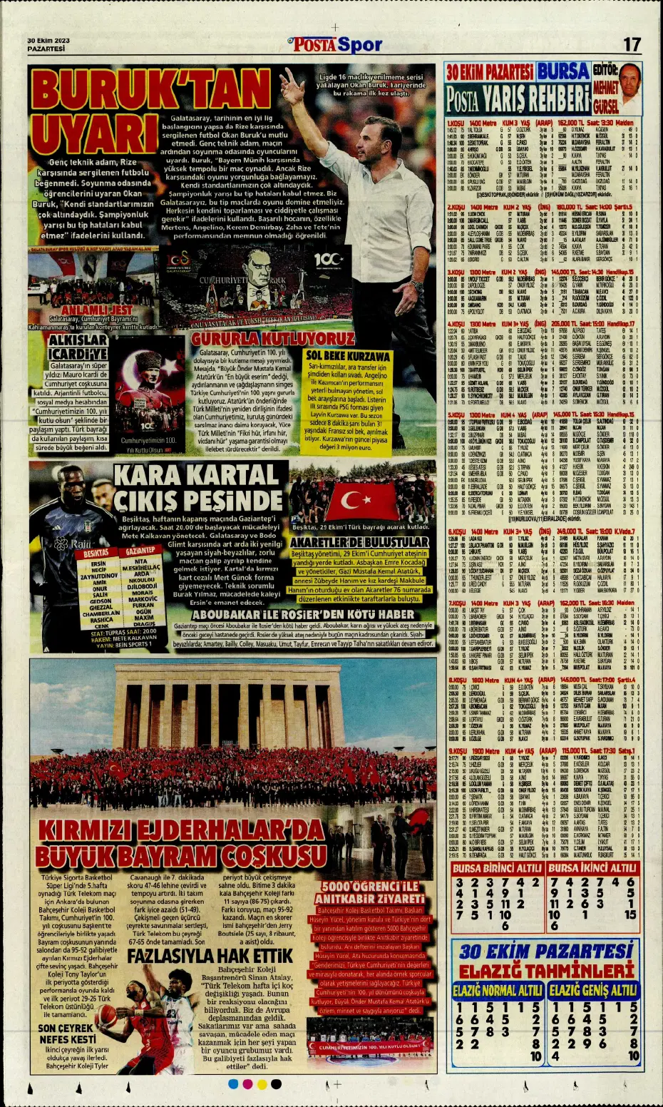 "Fenerbahçe kasırgası" | Sporun manşetleri (30 Ekim 2023) - 21