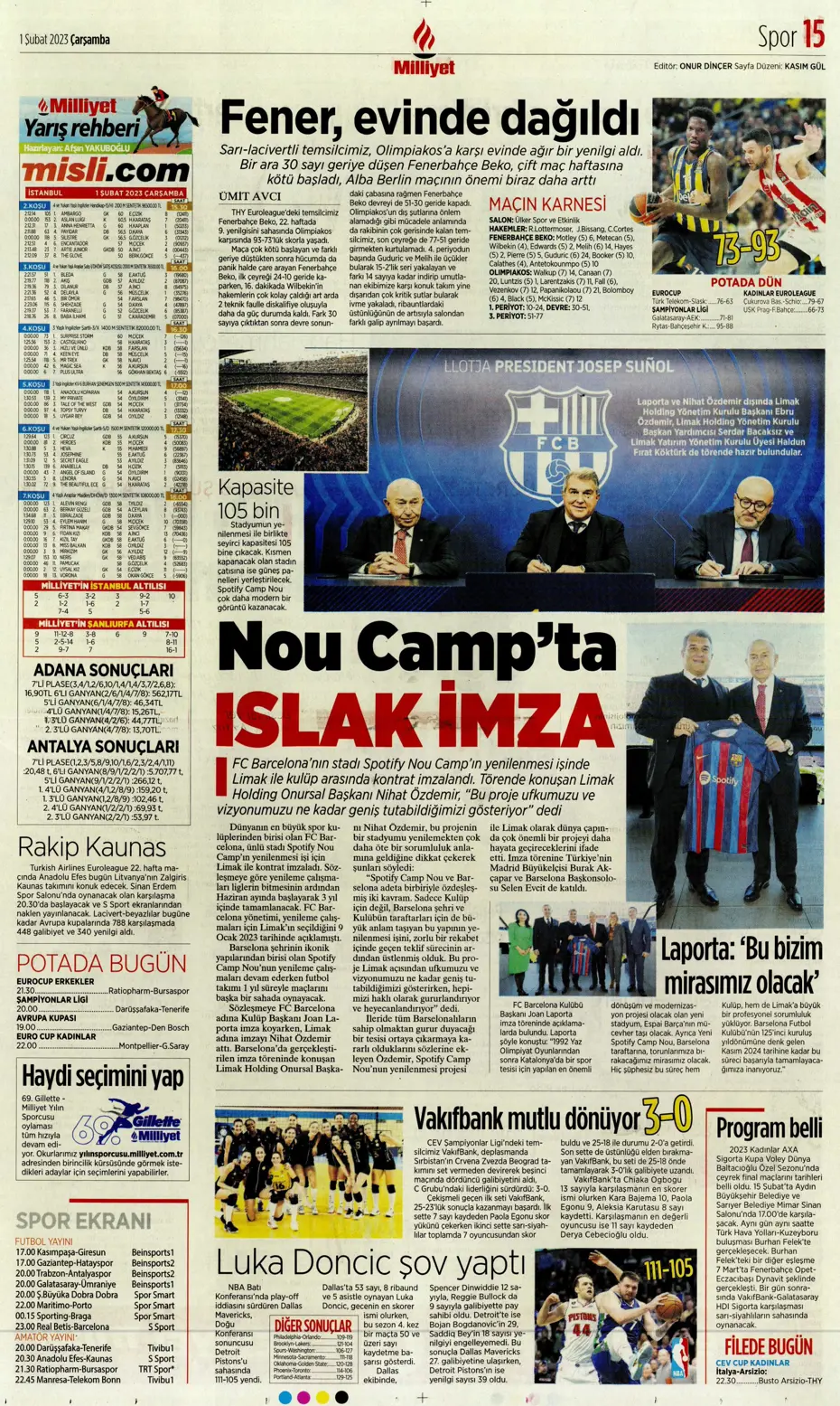 Sporun Manşetleri (1 Şubat 2023) - 22