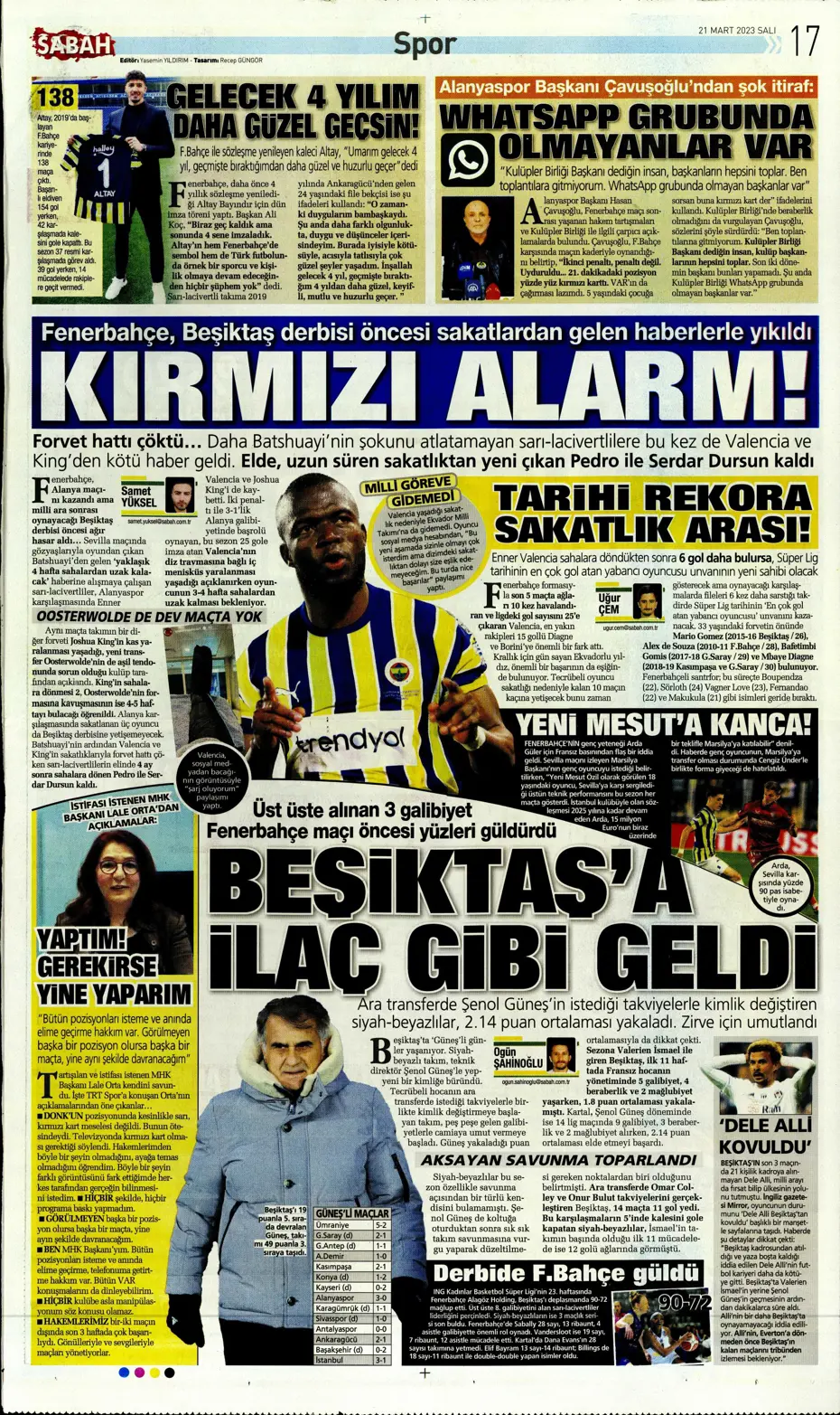 "Aslan'da transfer zirvesi" - Sporun manşetleri (21 Mart 2023) - 26