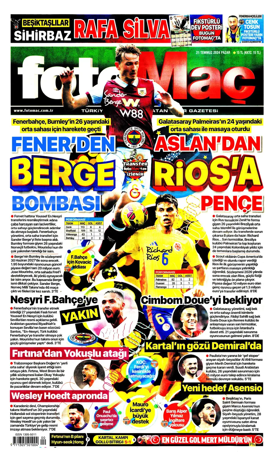 "Fenerbahçe'den Berge hamlesi" | Sporun Manşetleri (21 Temmuz 2024) - 11 "Fenerbahçe'den Berge hamlesi" | Sporun Manşetleri (21 Temmuz 2024) - 11