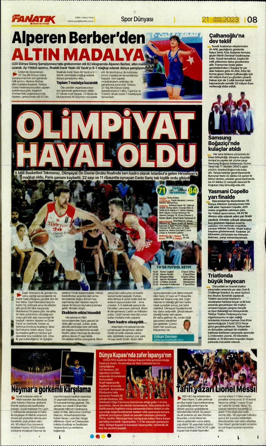 "Kara Kartal'a 90+4'te şok" | Sporun manşetleri (21 Ağustos 2023) - 12