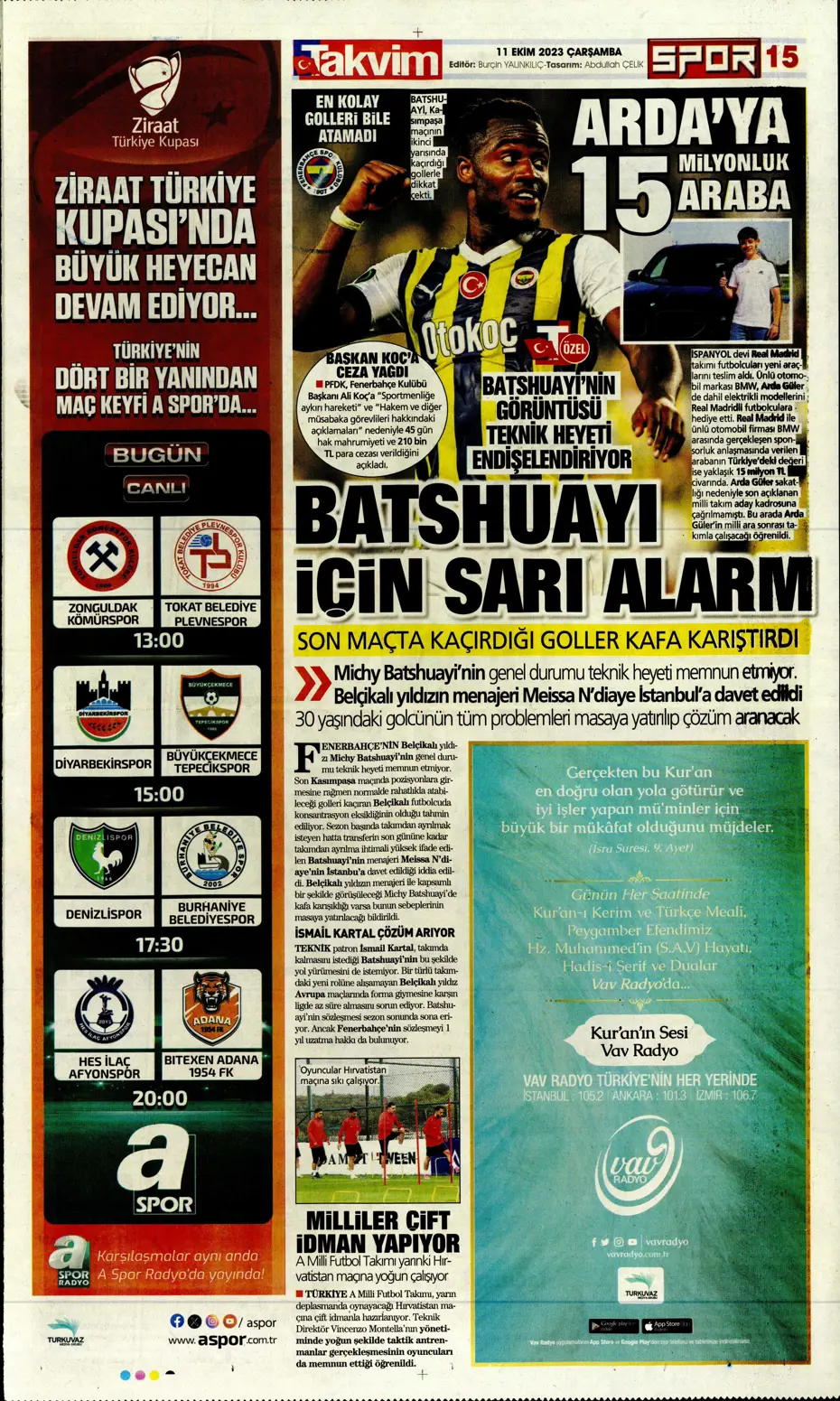 "Sergio Oliveira'ya yol göründü" | Sporun manşetleri (11 Ekim 2023) - 36