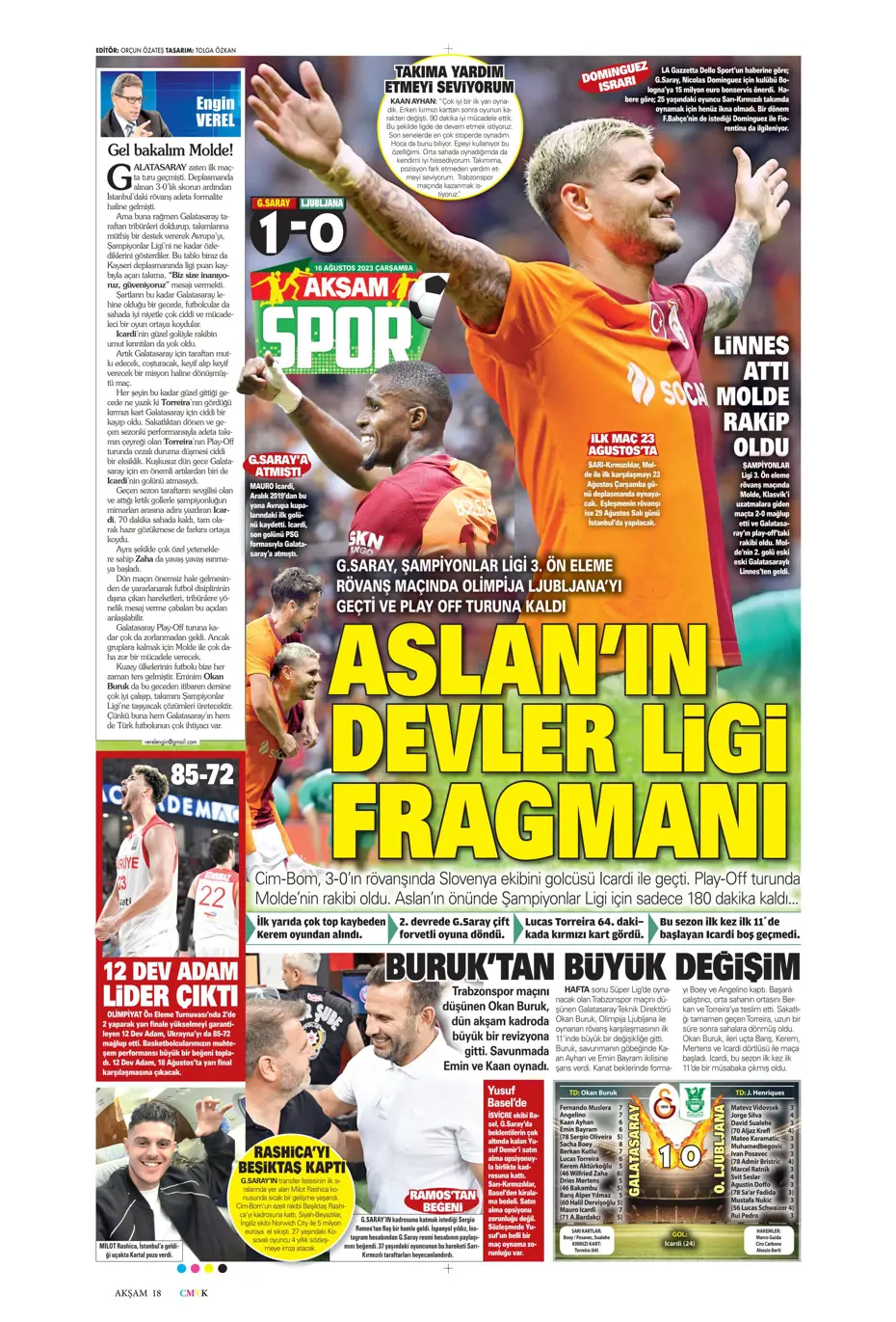 "Devler Ligi'ne kaldı 1 adım" | Sporun Manşetleri - 3