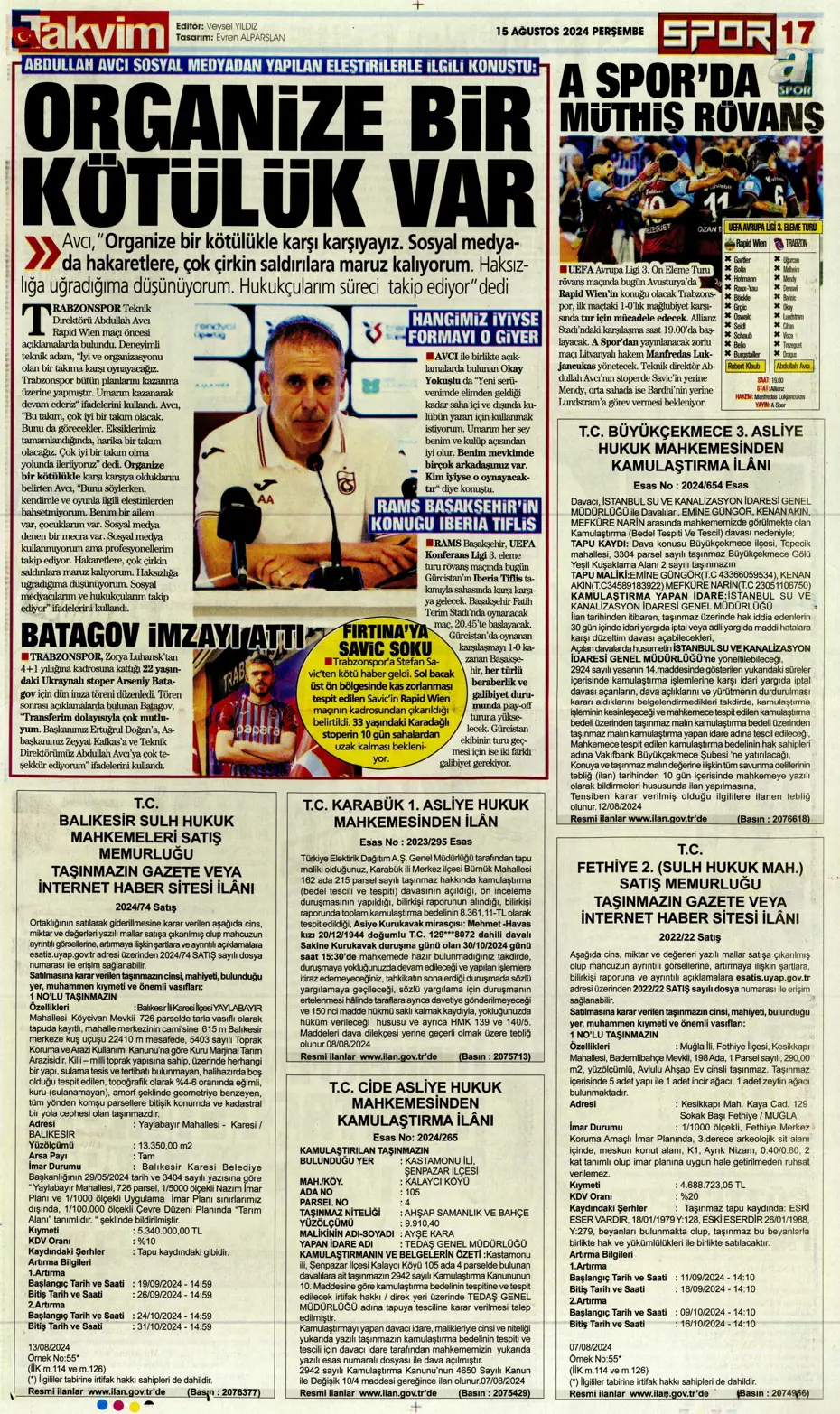 "Muci'yle yol ayrımı" | Sporun manşetleri (15 Ağustos 2024) - 32