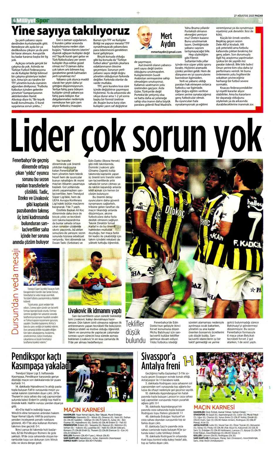 "Mertens sürprizi" | Sporun manşetleri (27 Ağustos 2023) - 20