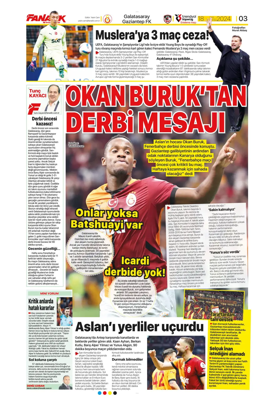 "Jose Mourinho'dan derbi kararı" | Sporun manşetleri - 7 "Jose Mourinho'dan derbi kararı" | Sporun manşetleri - 7