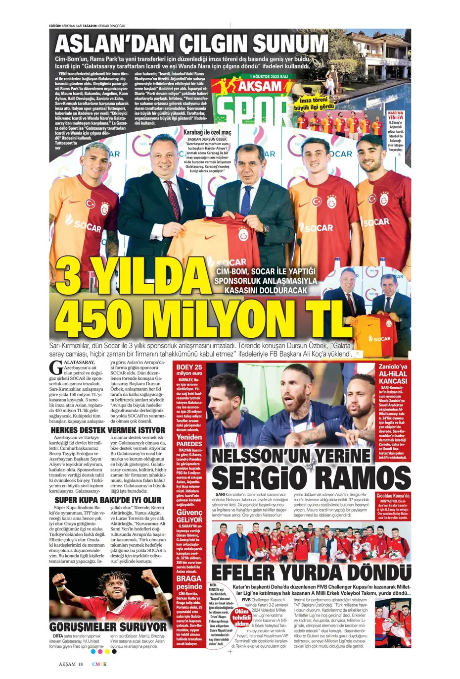 "Nelsson'un yerine Sergio Ramos" | Sporun Manşetleri - 6 "Nelsson'un yerine Sergio Ramos" | Sporun Manşetleri - 6