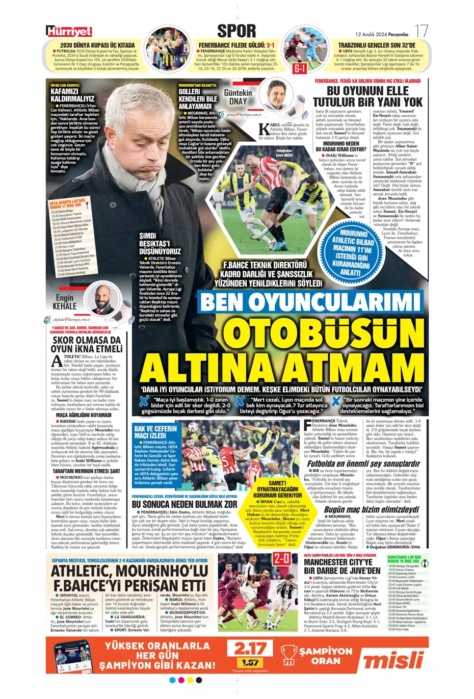 "Fenerbahçe'ye boğa darbesi" | Sporun manşetleri - 12