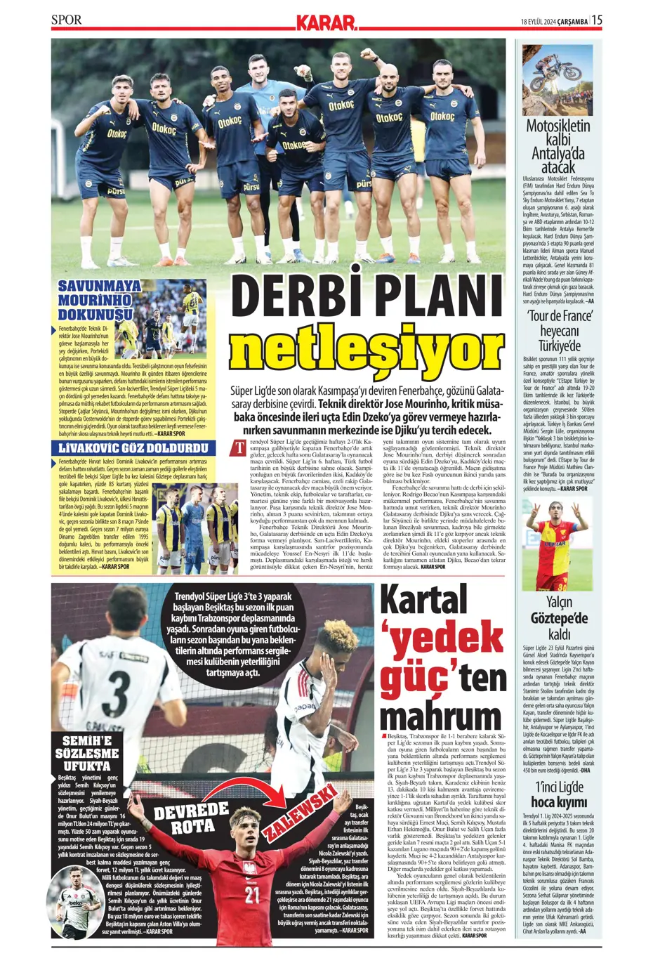 "Jose Mourinho'dan derbi kararı" | Sporun manşetleri - 23 "Jose Mourinho'dan derbi kararı" | Sporun manşetleri - 23