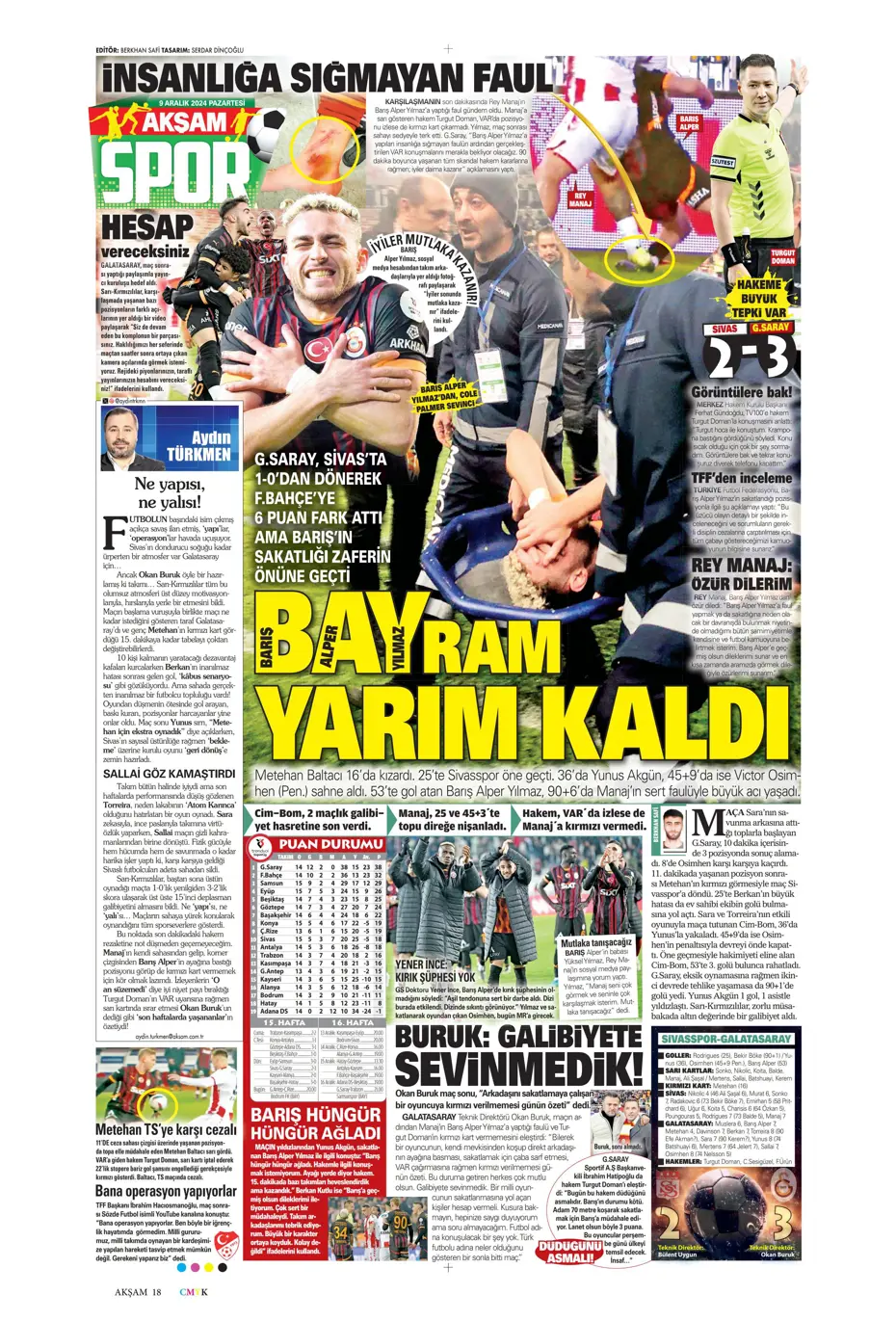 "Hakem katliamı" | Sporun manşetleri - 3 "Hakem katliamı" | Sporun manşetleri - 3