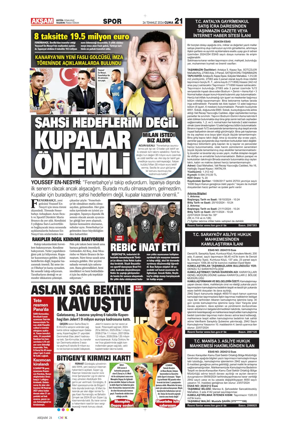 "Anderson Talisca savaşı" | Sporun manşetleri - 2