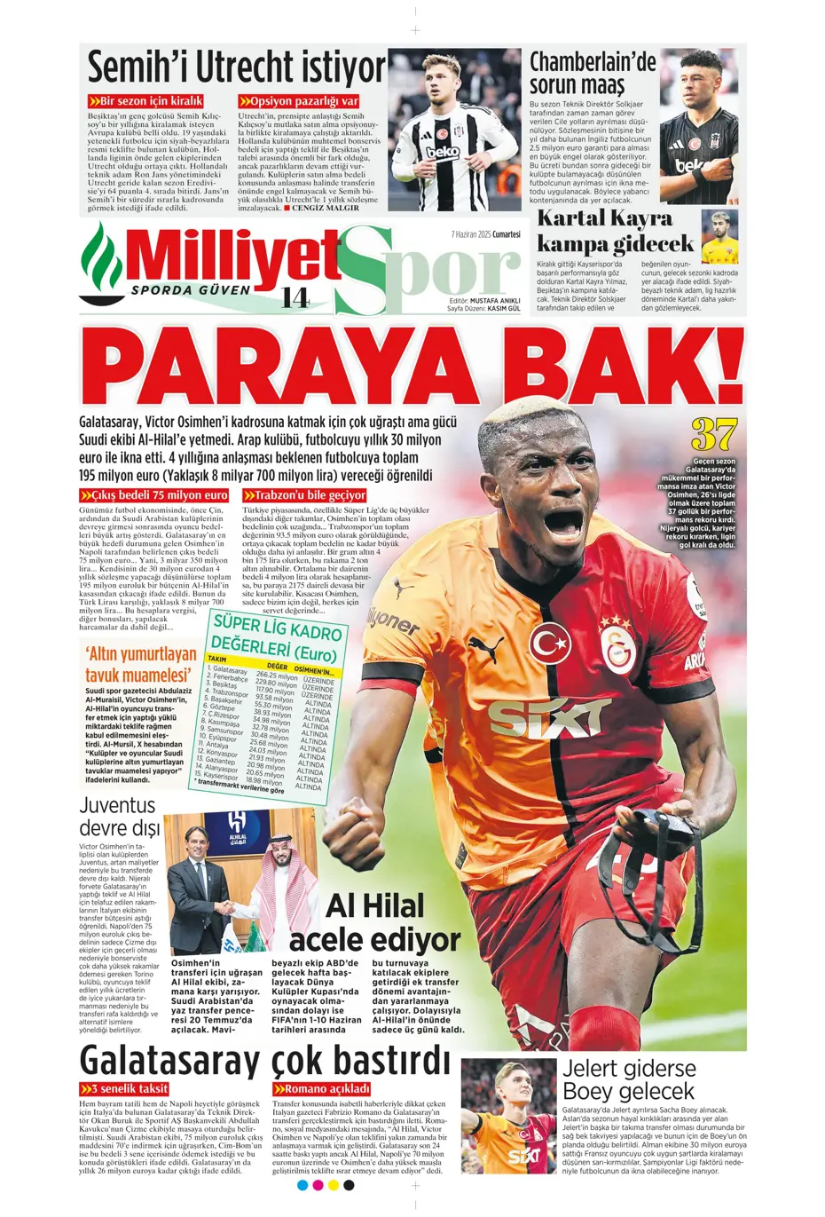 "Osayi, Beşiktaş'a doğru" | Sporun manşetleri (7 Haziran 2025) - 22