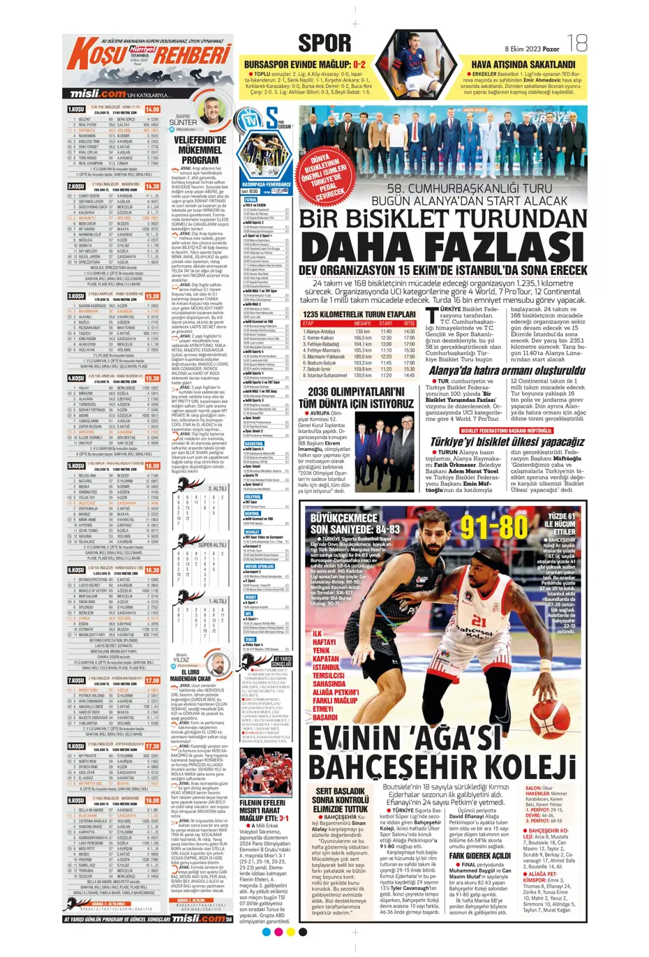 "Bjelica gidiyor, Avcı geliyor" | Sporun manşetleri (8 Ekim 2023) - 21