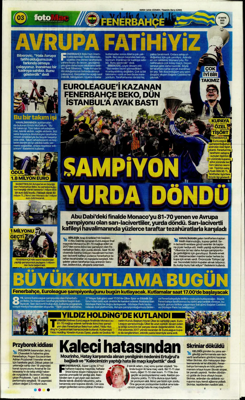 "Fenerbahçe'ye tarihi şok" | Sporun manşetleri - 11