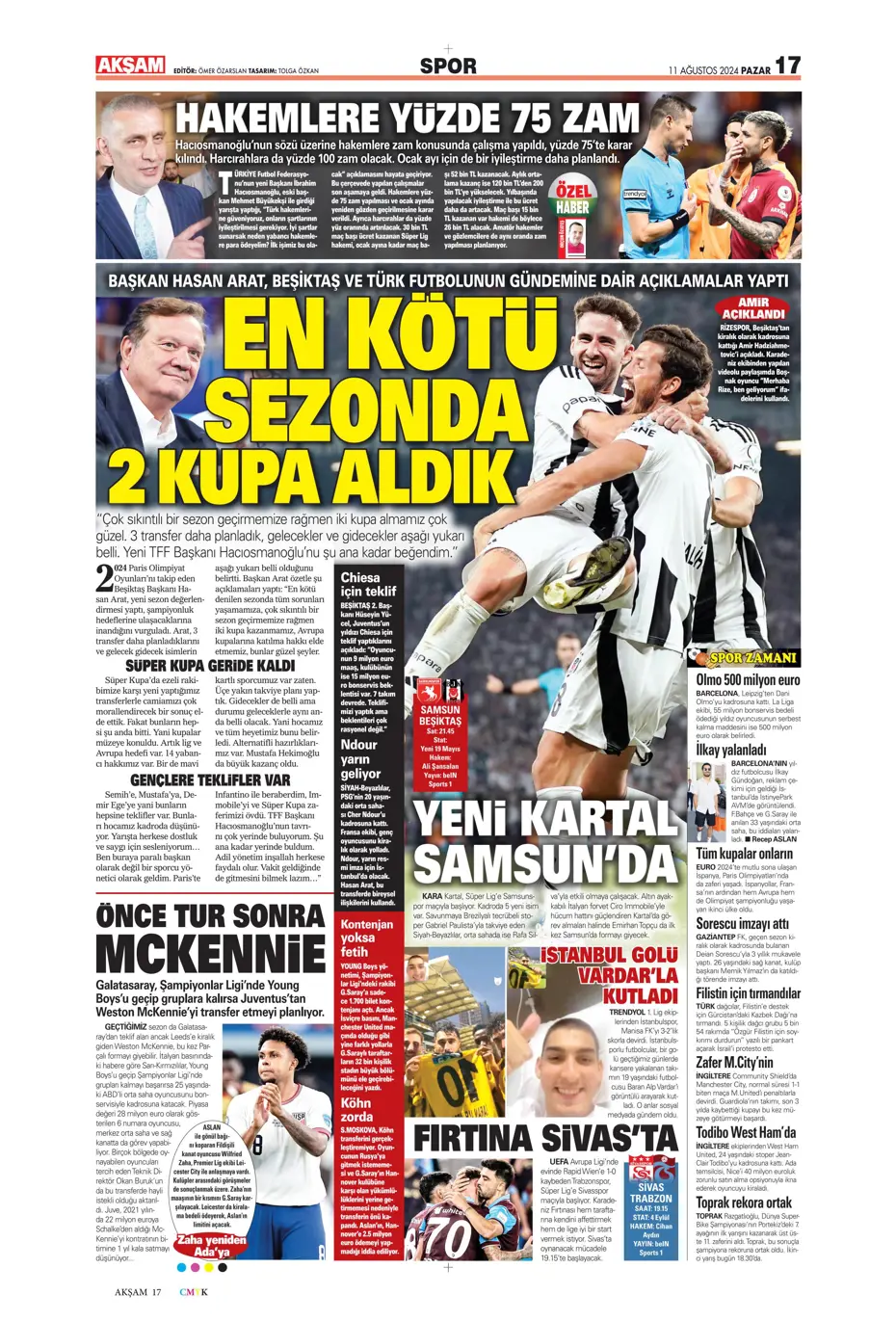 "Mou varsa fire yok" | Sporun manşetleri (11 Ağustos 2024) - 1