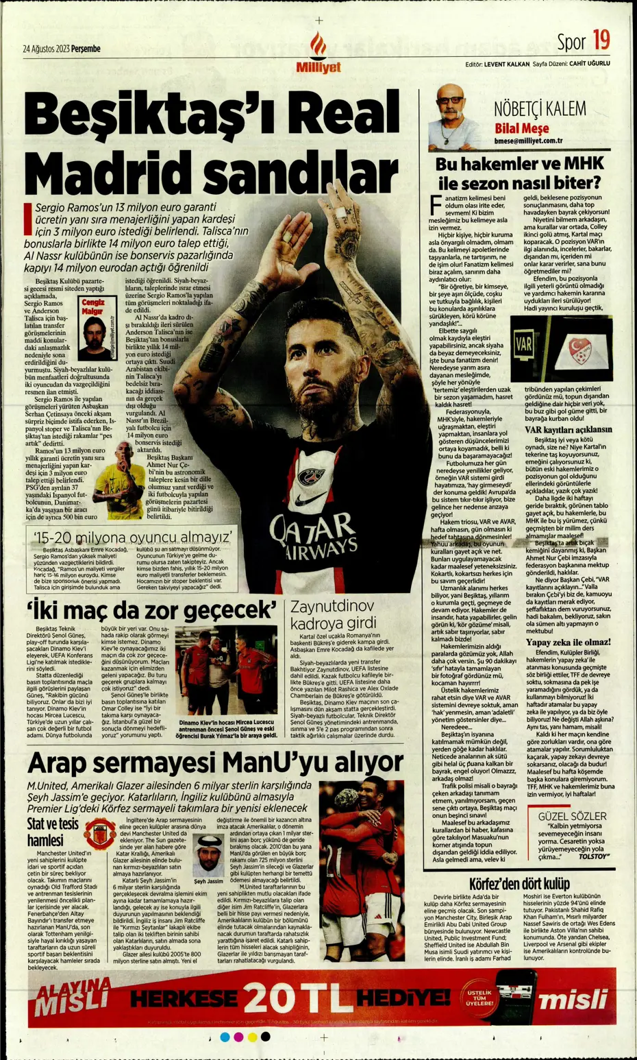 "İyi ki varsın Mauro Icardi" | Sporun manşetleri (24 Ağustos 2023) - 27