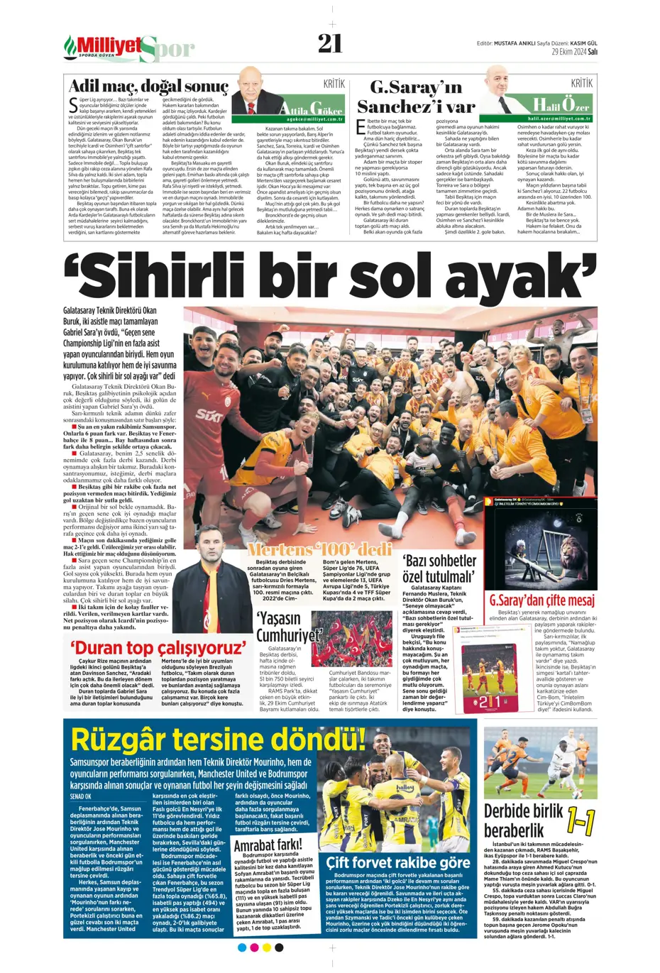 "Cimbom zirvede tek başına" | Sporun manşetleri (29 Ekim 2024) - 31 "Cimbom zirvede tek başına" | Sporun manşetleri (29 Ekim 2024) - 31