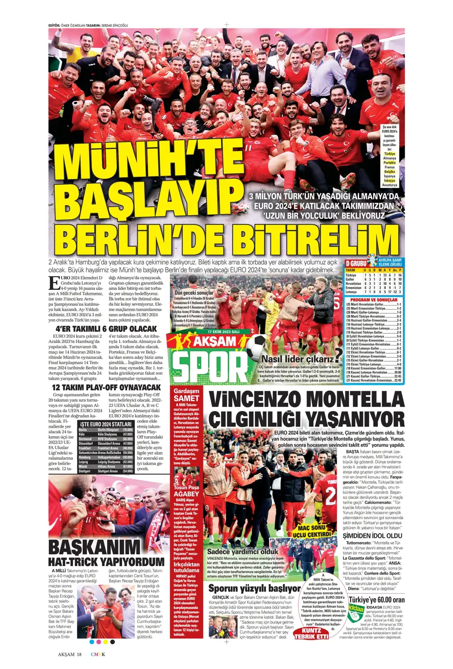 "Türk duvarı Abdülkerim Bardakcı" | Sporun manşetleri (17 Ekim 2023) - 2 "Türk duvarı Abdülkerim Bardakcı" | Sporun manşetleri (17 Ekim 2023) - 2