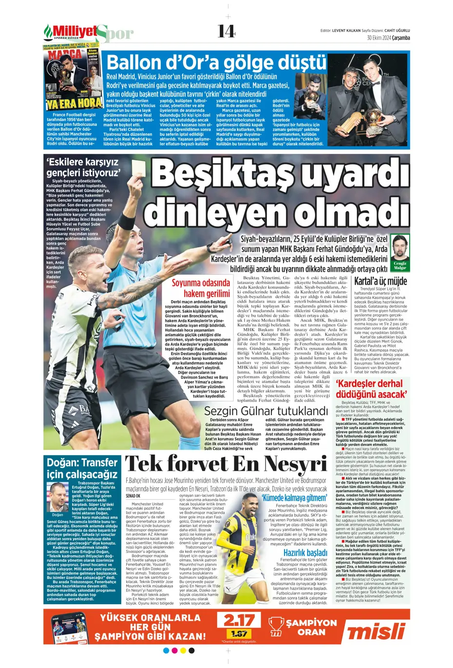 "Anderson Talisca atağı" | Sporun manşetleri - 21