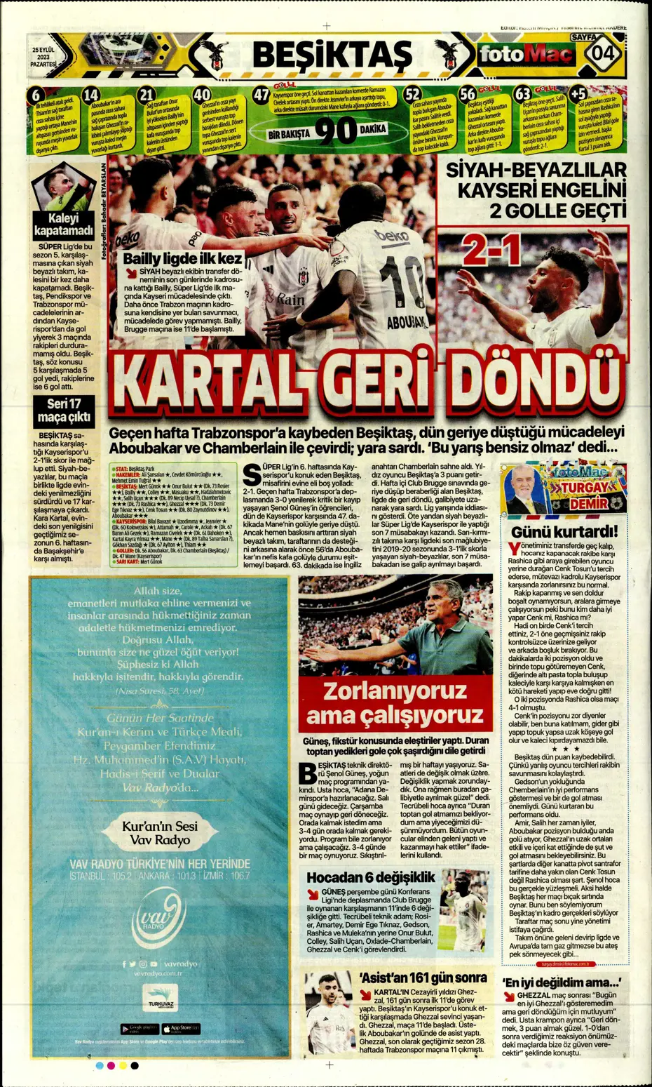 "Hesaplar Kahveci'den" | Sporun manşetleri (25 Eylül 2023) - 16