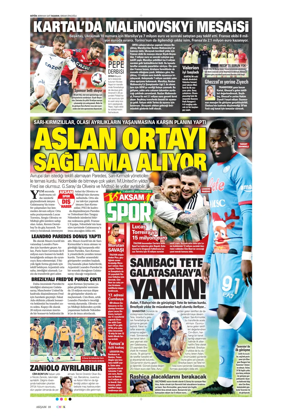 "Zaniolo gidiyor, Talisca geliyor" | Sporun manşetleri (7 Ağustos 2023) - 1 "Zaniolo gidiyor, Talisca geliyor" | Sporun manşetleri (7 Ağustos 2023) - 1