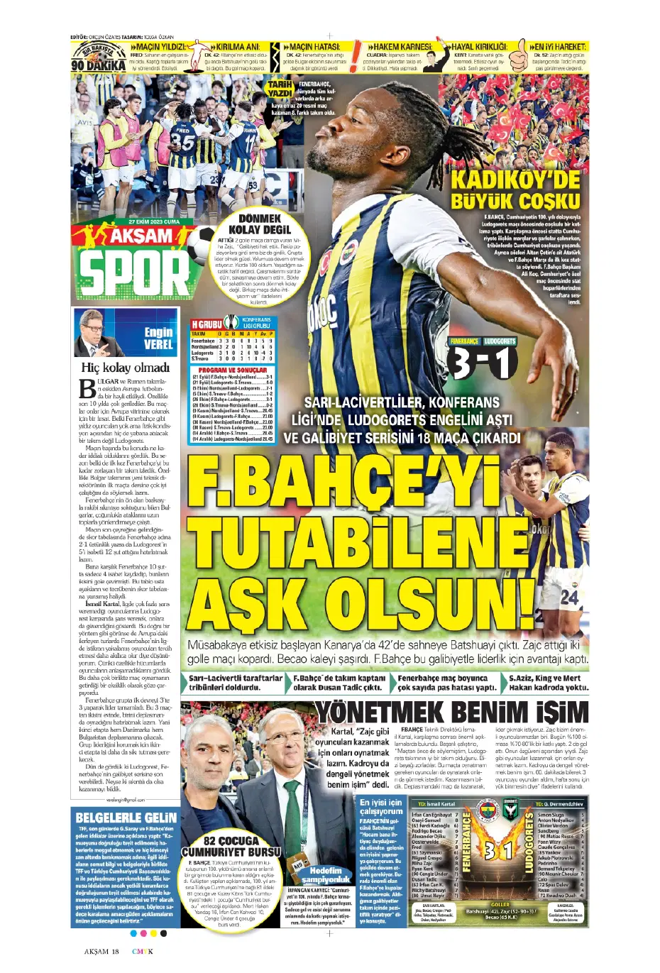 "Yüzyılın Fener'i" | Sporun manşetleri (27 Ekim 2023) - 4