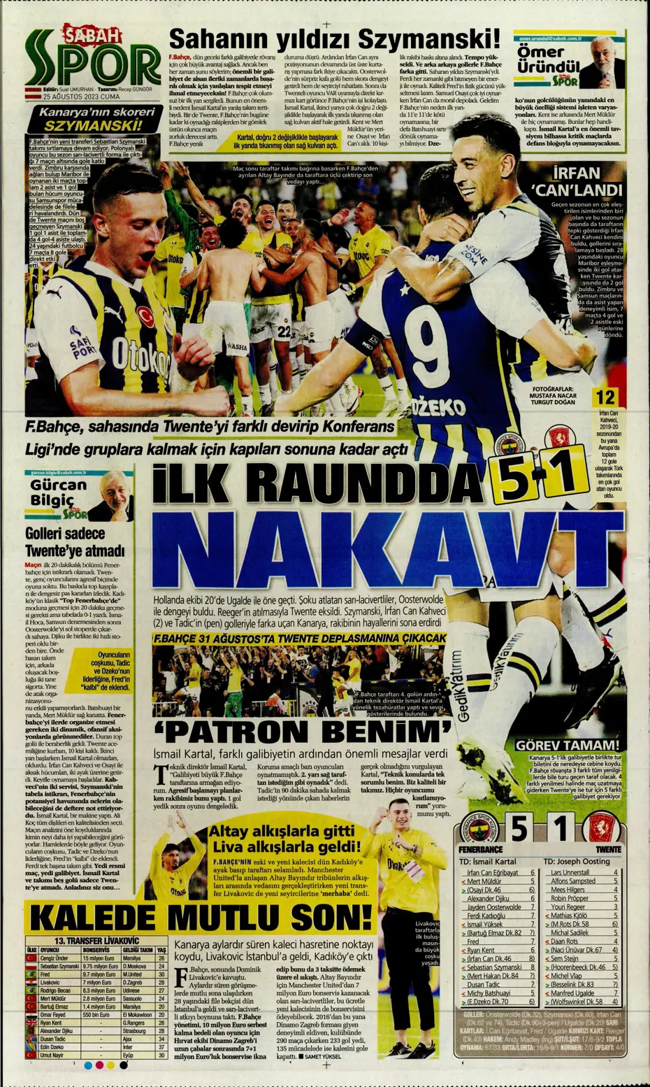"Fenerbahçe'den 5'i 1 yerde" | Sporun manşetleri (25 Ağustos 2023) - 31