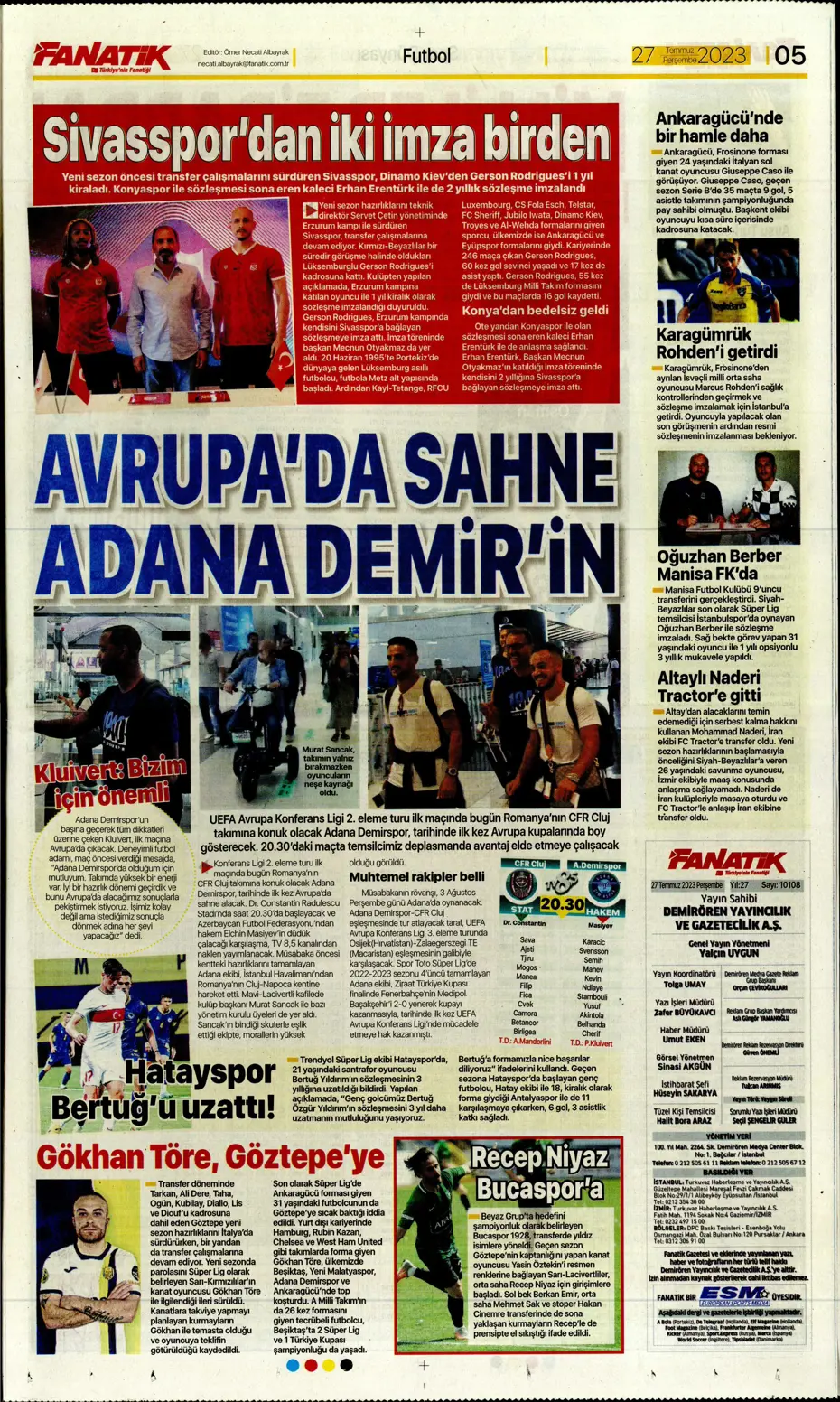 "Fenerbahçe'den gövde gösterisi" | Sporun manşetleri (27 Temmuz 2023) - 8 "Fenerbahçe'den gövde gösterisi" | Sporun manşetleri (27 Temmuz 2023) - 8