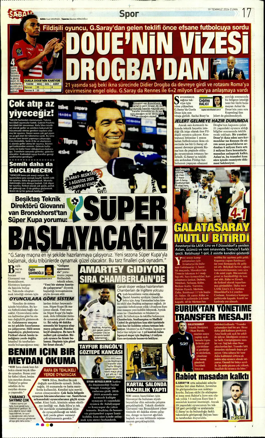 "Doue'nin vizesi Drogba'dan" | Sporun manşetleri (19 Temmuz 2024) - 27 "Doue'nin vizesi Drogba'dan" | Sporun manşetleri (19 Temmuz 2024) - 27