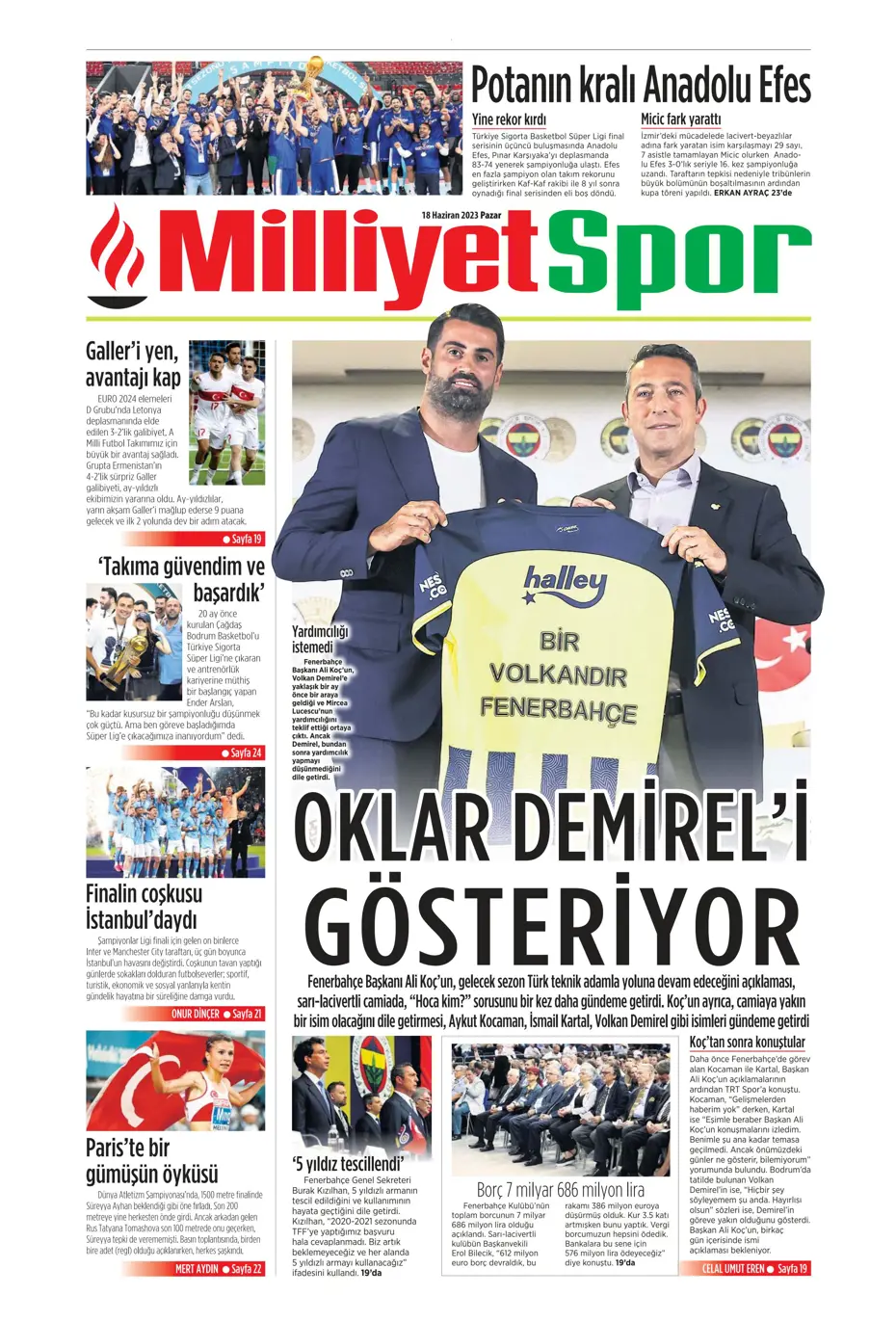 "Dzeko bavulları topluyor" Sporun manşetleri (18 Haziran 2023) - 13