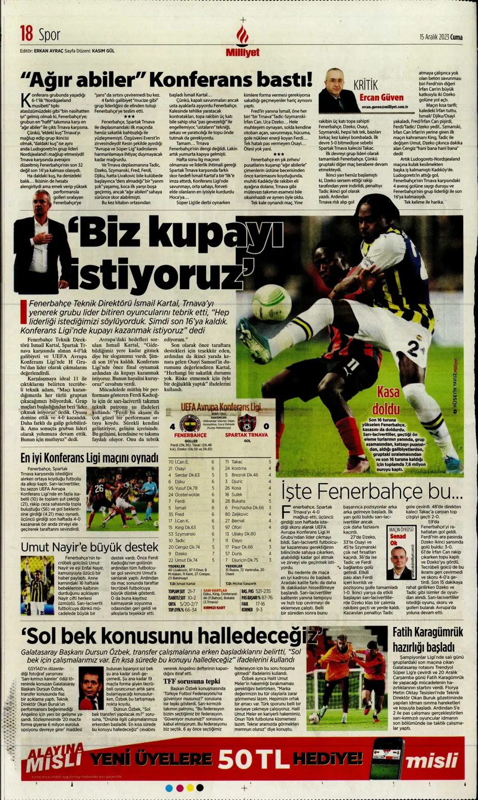 "Aslan'dan Jorginho bombası" | Sporun manşetleri (15 Aralık 2023) - 24